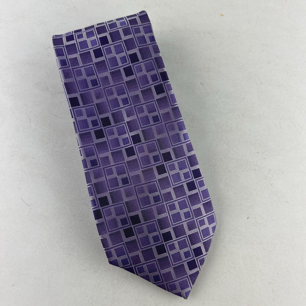 StateMents Purple Squares Necktie Tie Silk
